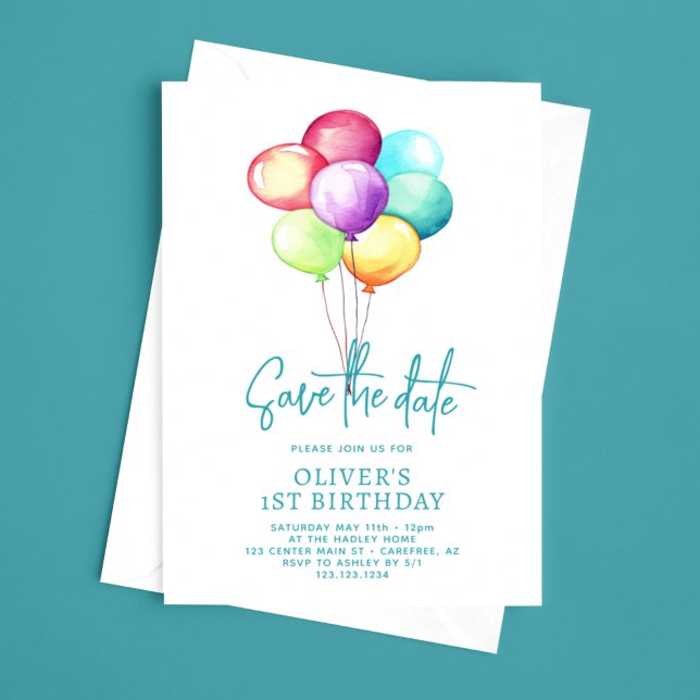 Save The Date Balloons Boys 1st Birthday (Creator Uploaded)