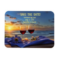 Save the Date Beach and Wine Sunset