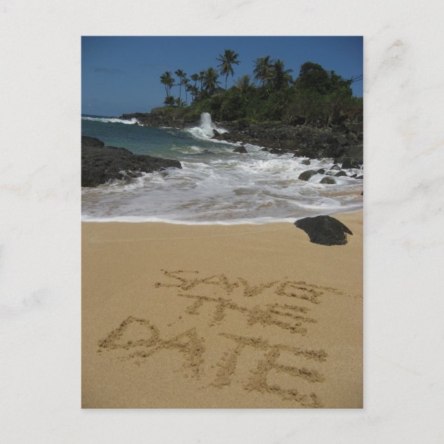 Save The Date - Beach Announcement Postcard (Front)