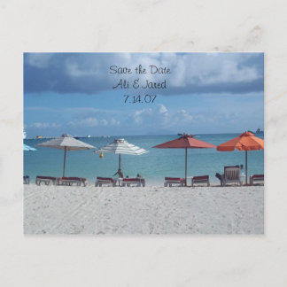 Save the date- beach destination wedding announcement postcard