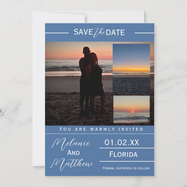 Save the Date Beach Photo Collage Invitation (Front)
