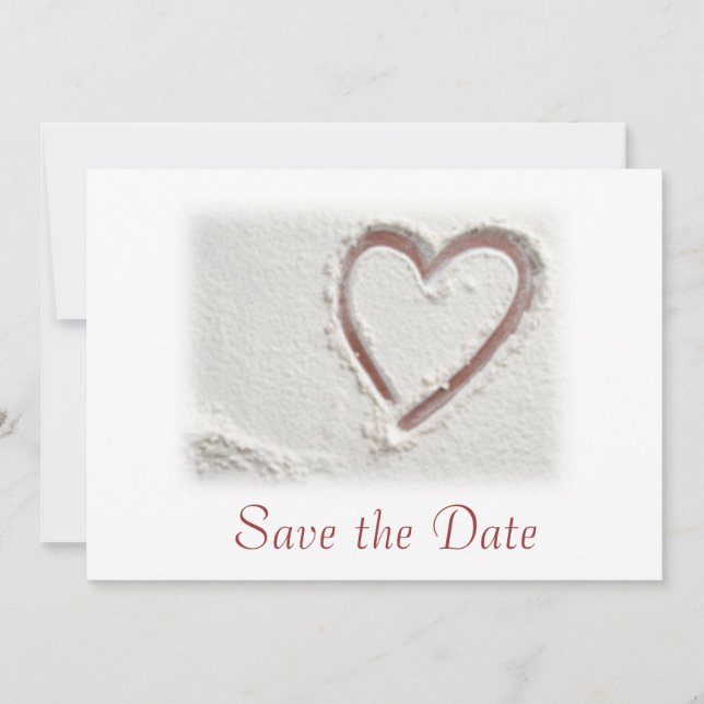 Save the Date/Beach Sand Heart Save The Date (Front)