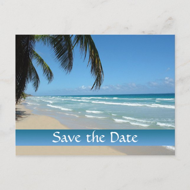 Save the Date Beach Scene Postcard (Front)