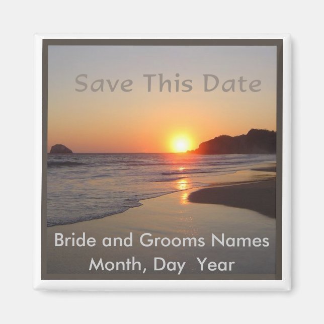Save the Date Beach Sunset Magnet (Front)