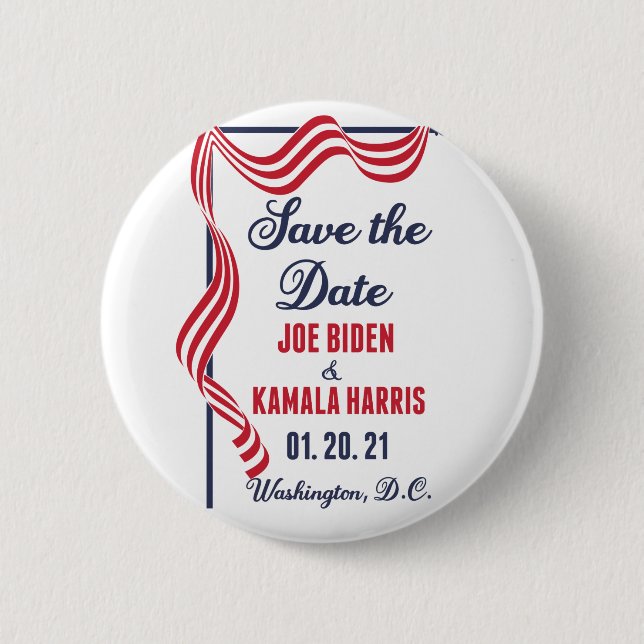 Save the Date Biden Harris Inauguration 6 Cm Round Badge (Front)