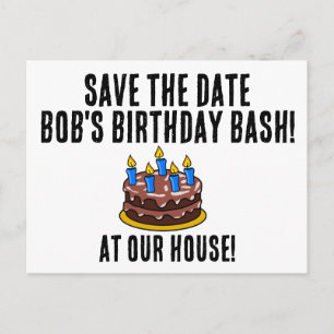 SAVE THE DATE BIRTHDAY CAKE PARTY INVITATIONS