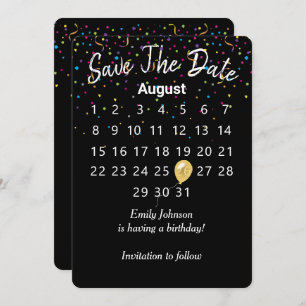 Save the Date Birthday Party Calendar  Invitation