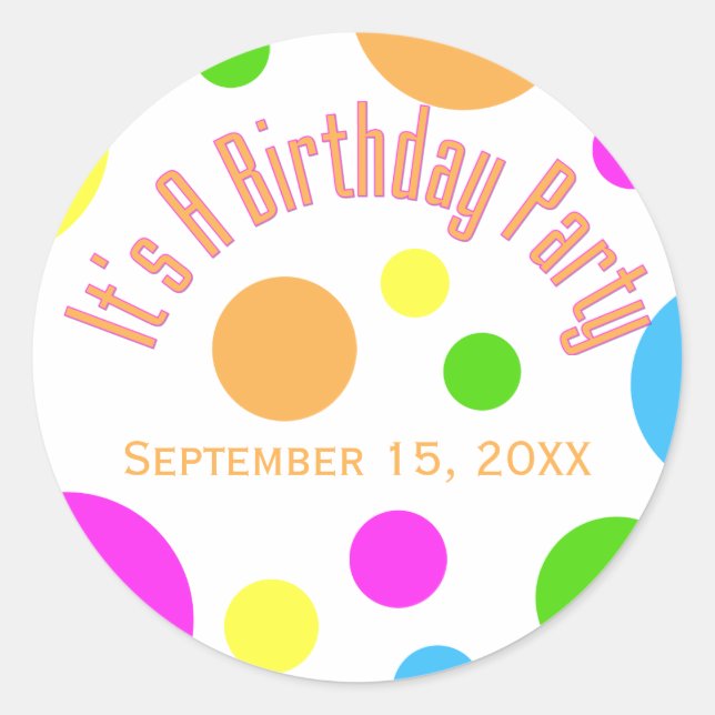 Save The Date: Birthday Party Sticker (Front)