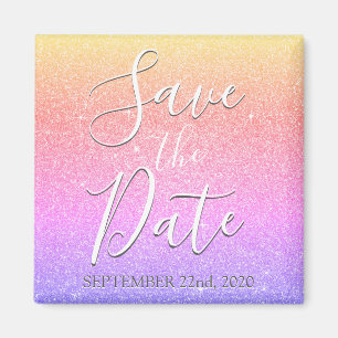 Save the Date Birthday Purple Glitter Sparkle Magnet