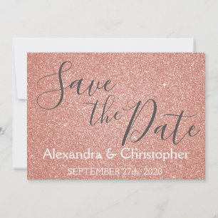 Save the Date Birthday Rose Gold Pink Glitter