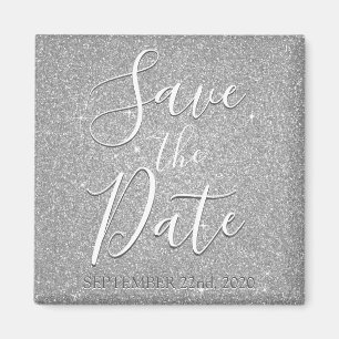 Save the Date Birthday Silver Glitter Sparkle Magnet