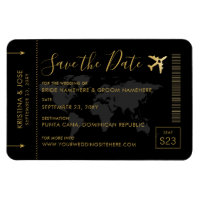 Save the Date Black and Gold Destination Wedding