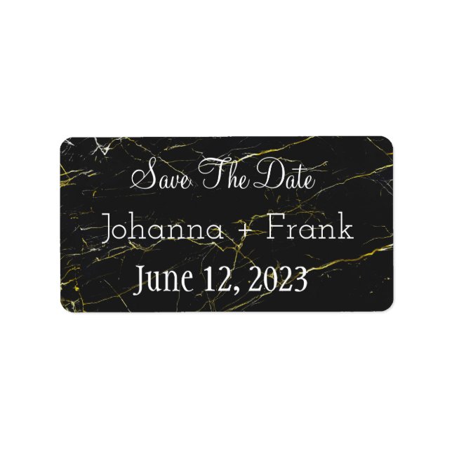Save The Date |Black and Gold Marble Label (Front)