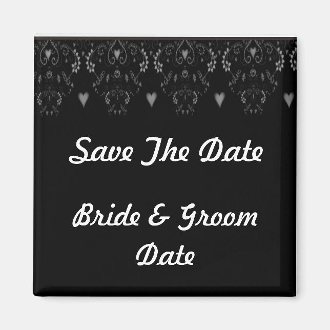 Save the Date Black and White Wedding Magnets (Front)