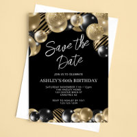 Save the Date Black Gold 60th Birthday