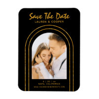 Save The Date Black Gold Stylish Art Deco Wedding
