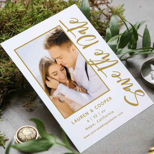 Save The Date Black Gold Stylish Modern Wedding (Creator Uploaded)