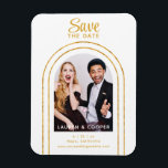 Save The Date Black Gold Stylish Modern Wedding Magnet<br><div class="desc">Save The Date Black Gold Stylish Script Modern Wedding Magnets features your favorite photo inside a golden arch on a white background. Personalize with your text by editing the text in the text boxes provided. Designed for you by ©Evco Studio www.zazzle.com/store/evcostudio</div>