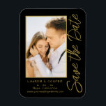 Save The Date Black Gold Stylish Modern Wedding Magnet<br><div class="desc">Save The Date Black Gold Stylish Script Modern Wedding Magnets features a black background with your custom photo. Personalise with your text by editing the text in the text boxes provided. Designed for you by ©Evco Studio www.zazzle.com/store/evcostudio</div>