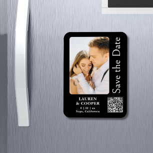 Save The Date Black Gold Stylish Modern Wedding Magnet