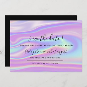 Save The Date Black Minimalism Holographic