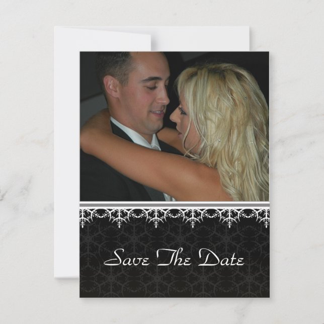 Save the Date -Black Ornamental Invitation (Front)