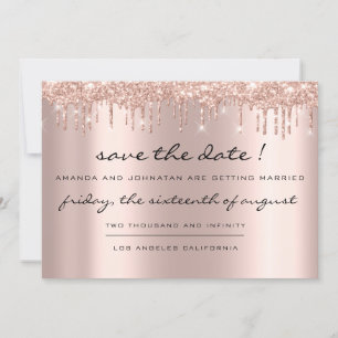 Save The Date Black Rose Drips Blue Navy