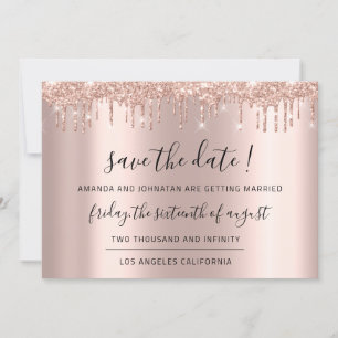 Save The Date Black Rose Glitter Sparkly Drips