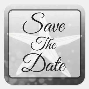 Save the Date Black Starfish Wedding Sticker