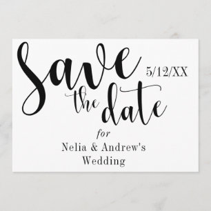 "Save the Date" Black Typography Modern Font Save The Date