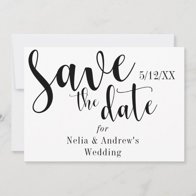 "Save the Date" Black Typography Modern Font Save The Date (Front)
