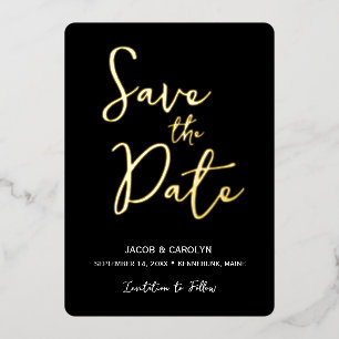 Save the Date Black White Gold Wedding