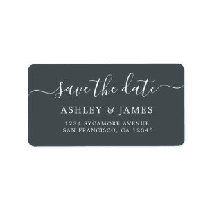 Save the Date Black White Return Address Labels