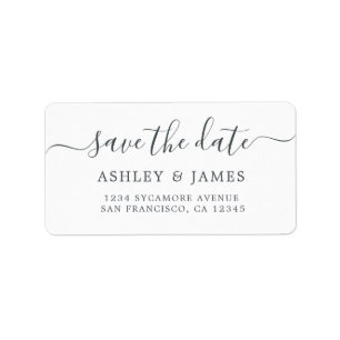 Save the Date Black White Return Address Labels