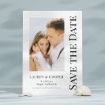 Save The Date Black White Stylish Modern Wedding<br><div class="desc">Save The Date Black White Stylish Script Modern Wedding Cards features a white background with your custom photo. Personalise with your text by editing the text in the text boxes provided. Designed for you by ©Evco Studio www.zazzle.com/store/evcostudio</div>