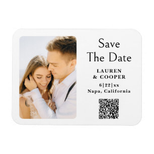 Save The Date Black White Stylish Modern Wedding Magnet