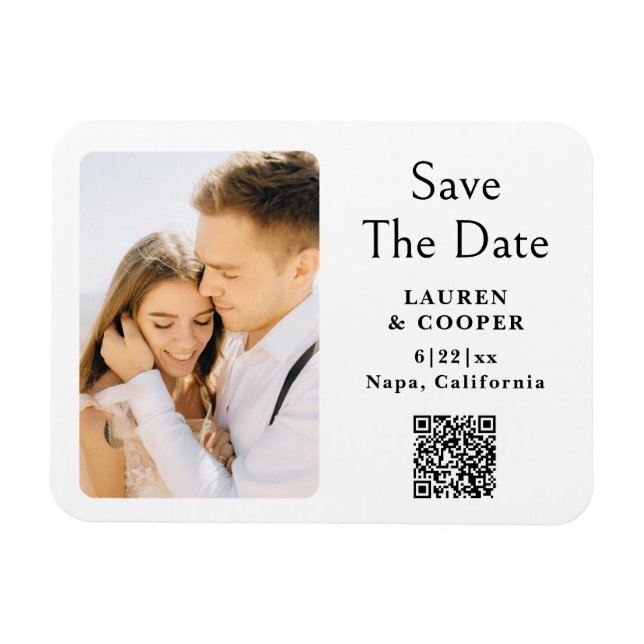 Save The Date Black White Stylish Modern Wedding Magnet (Horizontal)