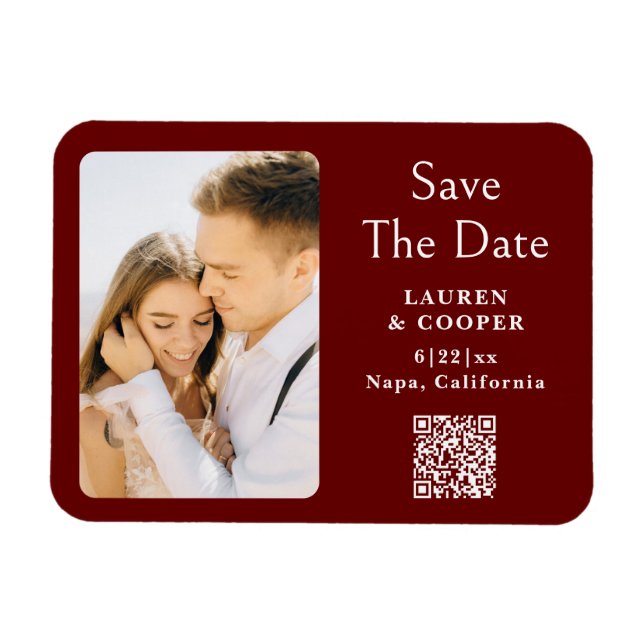 Save The Date Black White Stylish Modern Wedding Magnet (Horizontal)