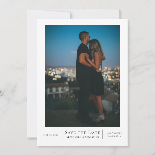 Save The Date Black White Wedding Personalised (Front)