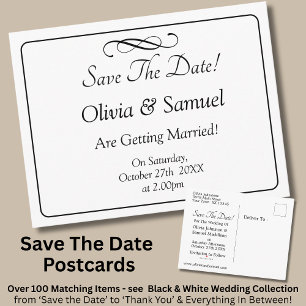 Save The Date -Black & White with Infinity Scroll Announcement Postcard