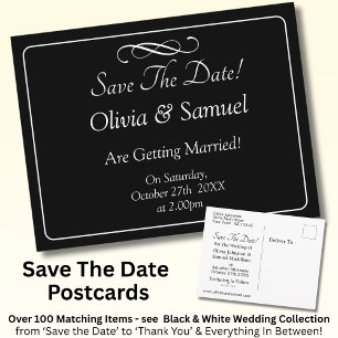 Save The Date -Black & White with Infinity Scroll Announcement Postcard