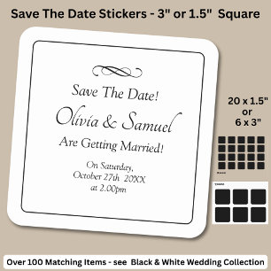 Save The Date - Black & White with Infinity Scroll Square Sticker