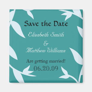 Save the Date Blue 2 Vines Magnet
