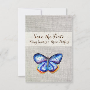 Save the Date Blue Butterfly Watercolor