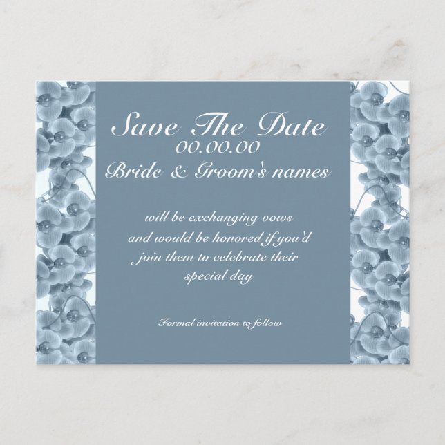 Save the date blue orchid - customisable template (Front)