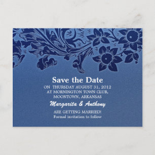 save the date blue postcards