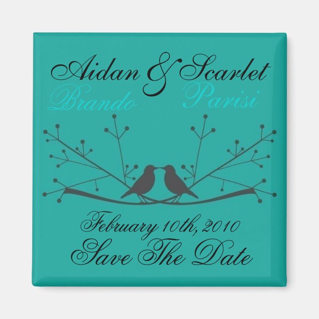 SAVE THE DATE BLUE WEDDING  MAGNET - Customised (Front)