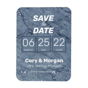 SAVE the DATE   Blue & White Marble Look Magnet