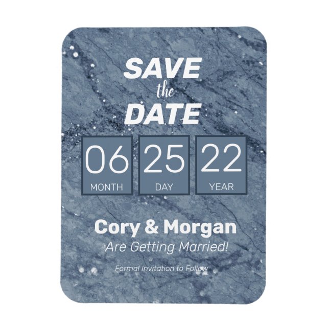SAVE the DATE | Blue & White Marble Look Magnet (Vertical)