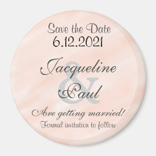 Save the Date Blush Personalised Round Magnet